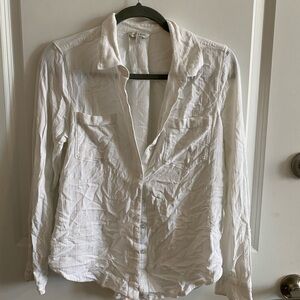 Lucky Brand White Linen Button Up Long Sleeve